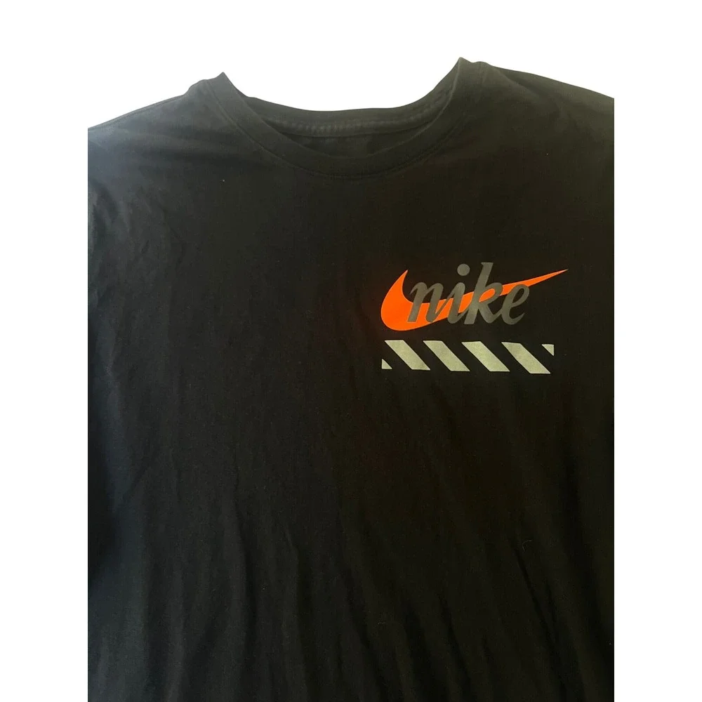 Nike Mens Long Sleeve Graphic T-Shirt Black Orange Multi Swoosh Just Do It
